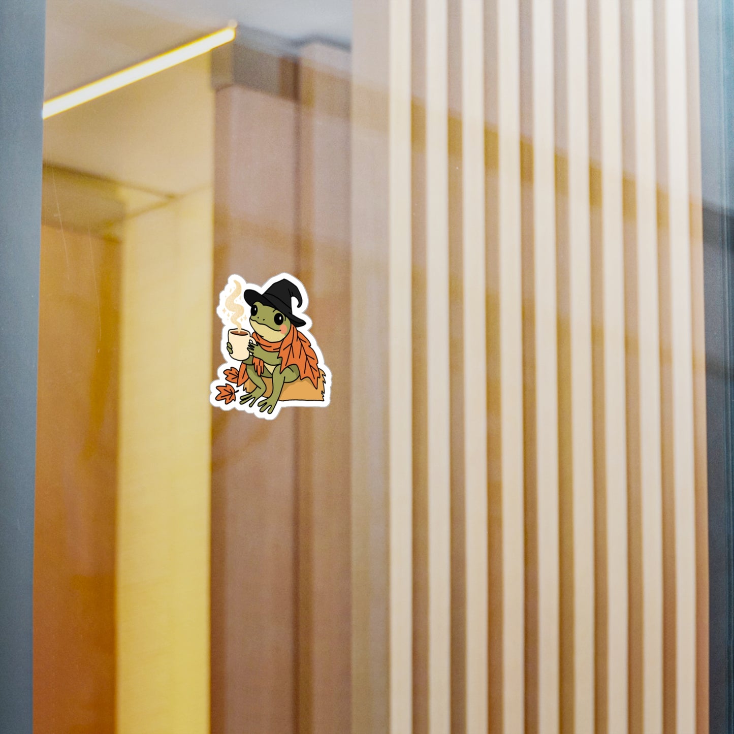 Charming Fall Frog Vinyl Decal - Perfect for Home Decor, Laptop Stickers, Seasonal Gifts, Halloween, Cozy Vibes