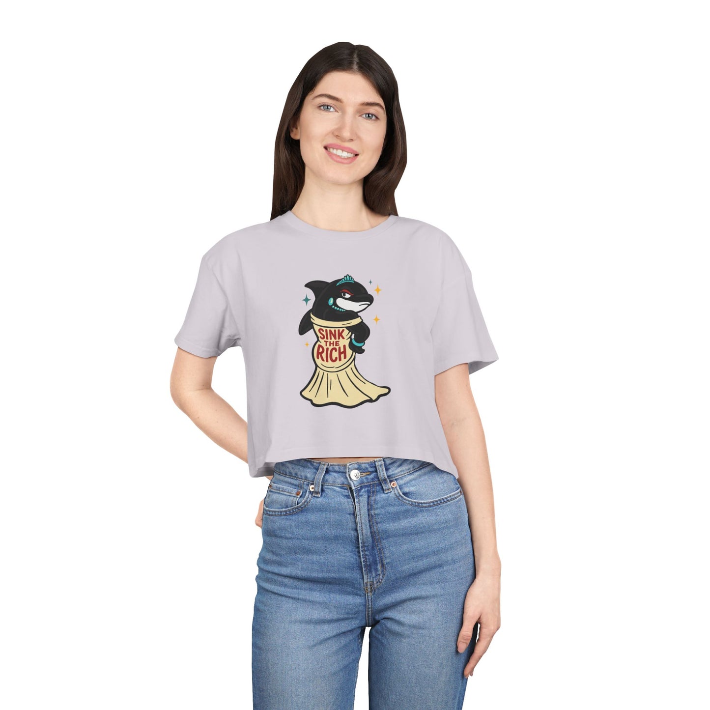 Crop Tee Orca Whale AOC's Met Gala Dress Sink the Rich Women's