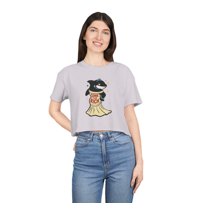 Crop Tee Orca Whale AOC's Met Gala Dress Sink the Rich Women's