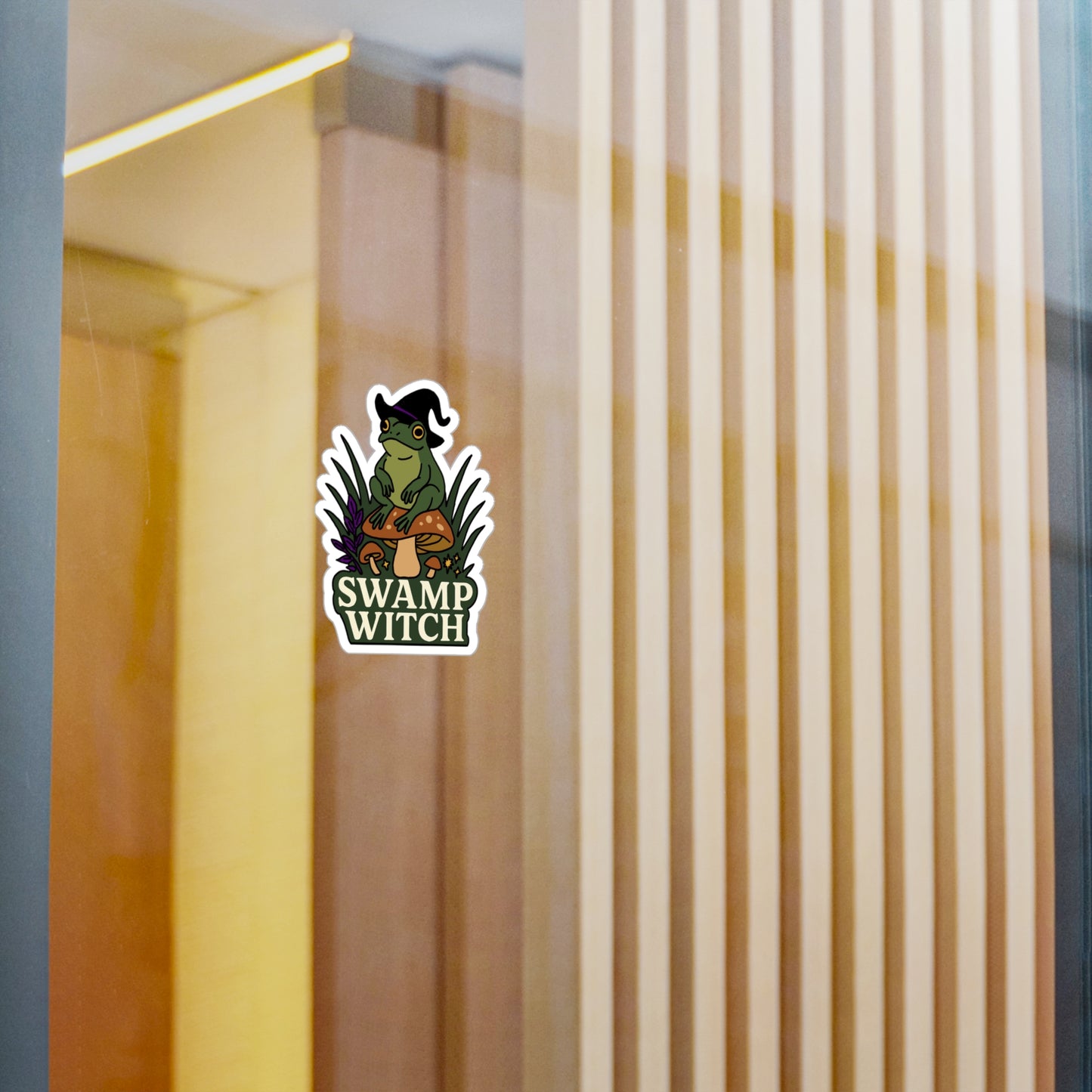 Swamp Witch Vinyl Decal | Mystical Frog Sticker for Nature Lovers, Witchcraft Decor, Halloween Decoration, Gifts for Friends, Boho Style