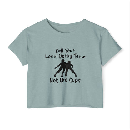 Festival Crop Top, Call Your Local Derby Team, Fun Summer Wear, Perfect for Music Festivals, Casual Chic Tee, Roller Derby Lovers