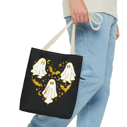 Spooky Ghost Heart Tote Bag - Perfect for Halloween, Trick or Treat, Gift for Kids, Witchy Vibes, Cute Accessory