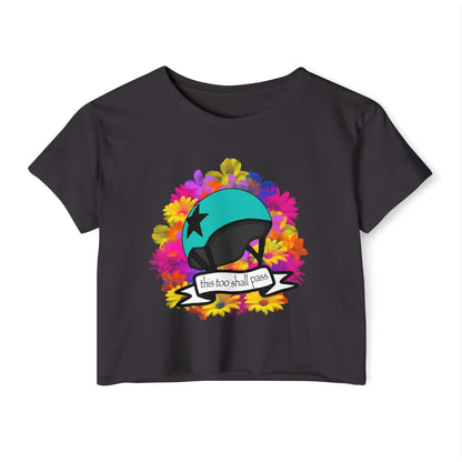 Derby Jammer Crop Top This Too Shall Pass' Floral Design, Star Pass Summer Vibes, Perfect for Concerts, Weekend Getaways, Gift for Her