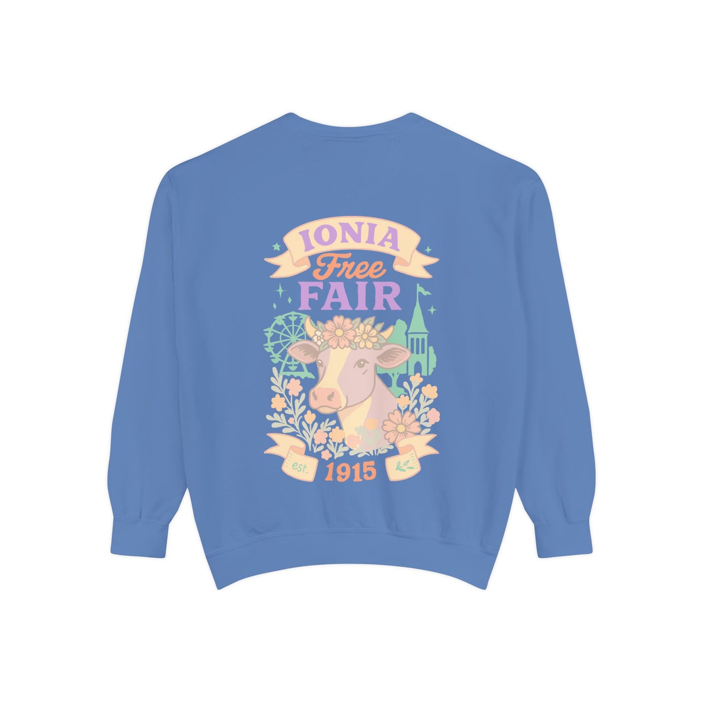 Ionia Fair Unisex Garment-Dyed Sweatshirt, Cozy Sweatshirt, Graphic Sweatshirt, Festival Attire, Vintage Feel, Gift for Fair Lovers