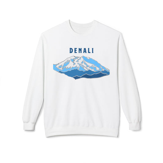 Denali Mountain Crewneck Sweatshirt, Unisex Fleece Sweatshirt, Cozy Winter Apparel, Great for Outdoors, Perfect Gift