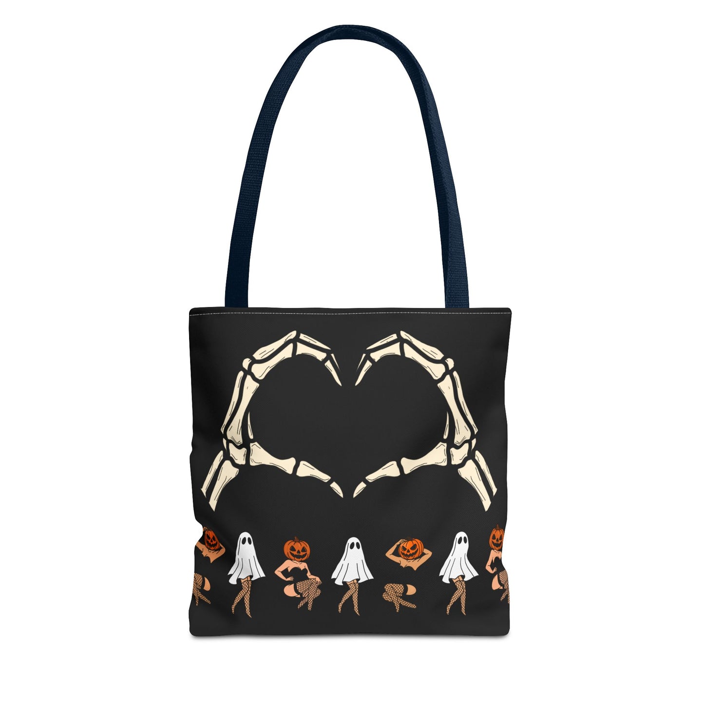 Halloween Skeleton Love Tote Bag, Spooky Tote, Ghost and Pumpkin Bag, Trick or Treat, Fall Fashion Accessory