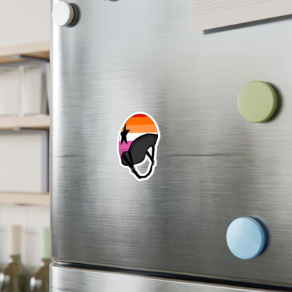 Lesbian Pride Jammer Helmet Kiss-Cut Vinyl Decals | Trendy Stickers for Sports Lovers, Pride, Home Decor, Gifts,  Outdoors