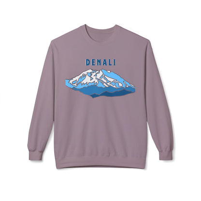 Denali Mountain Crewneck Sweatshirt, Unisex Fleece Sweatshirt, Cozy Winter Apparel, Great for Outdoors, Perfect Gift