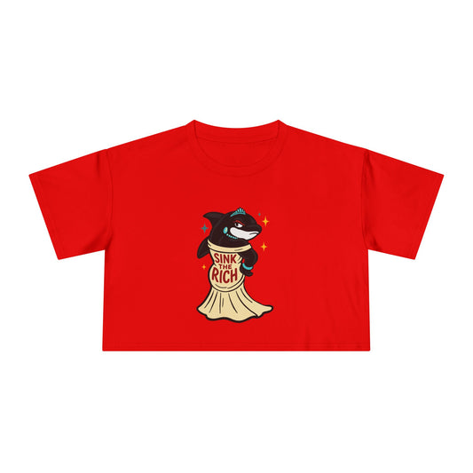 Crop Tee Orca Whale AOC's Met Gala Dress Sink the Rich Women's