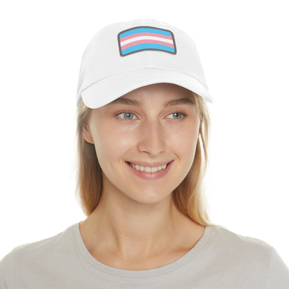 Transgender Pride Dad Hat with Leather Patch, LGBTQ+ Gift, Adjustable Cap, Pride Apparel, Unique Father's Day Gift