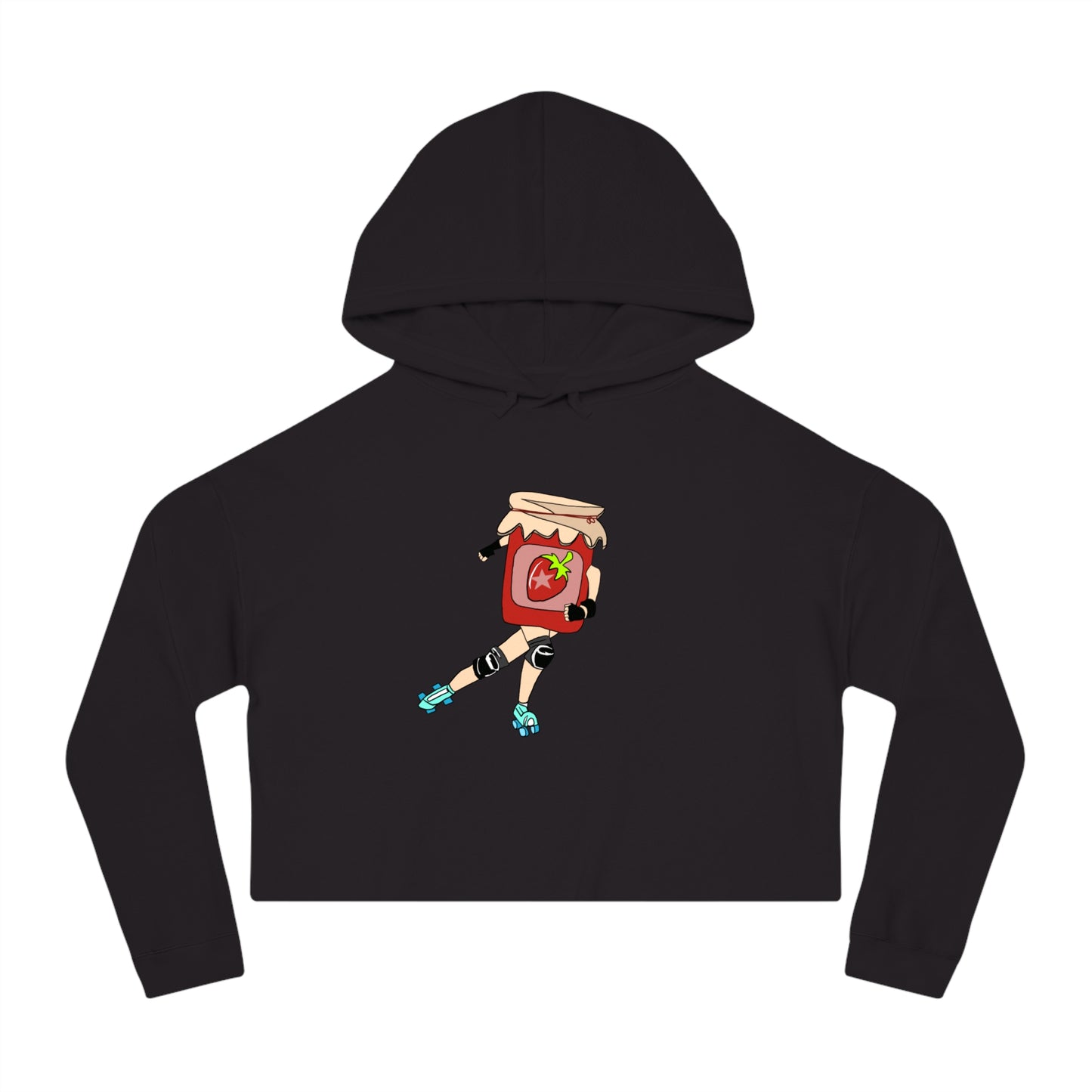 Strawberry Jammer Women Cropped Hooded Sweatshirt