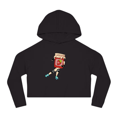Strawberry Jammer Women Cropped Hooded Sweatshirt