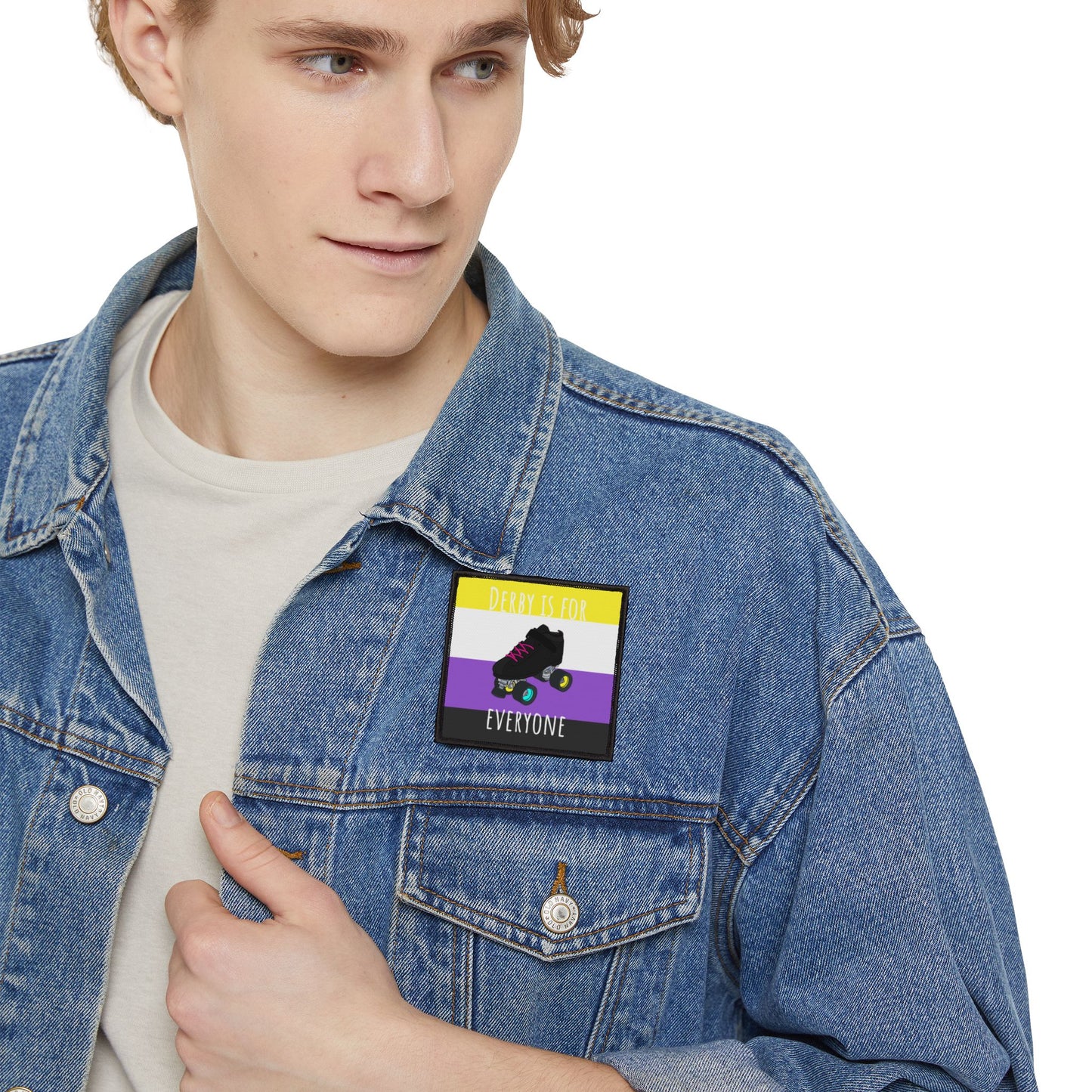 Non-Binary Derby Iron-On Patches, LGBTQ+ Roller Skating, Fun Patches for Jackets, Gear Accessories, Gift for Skaters, Pride Support