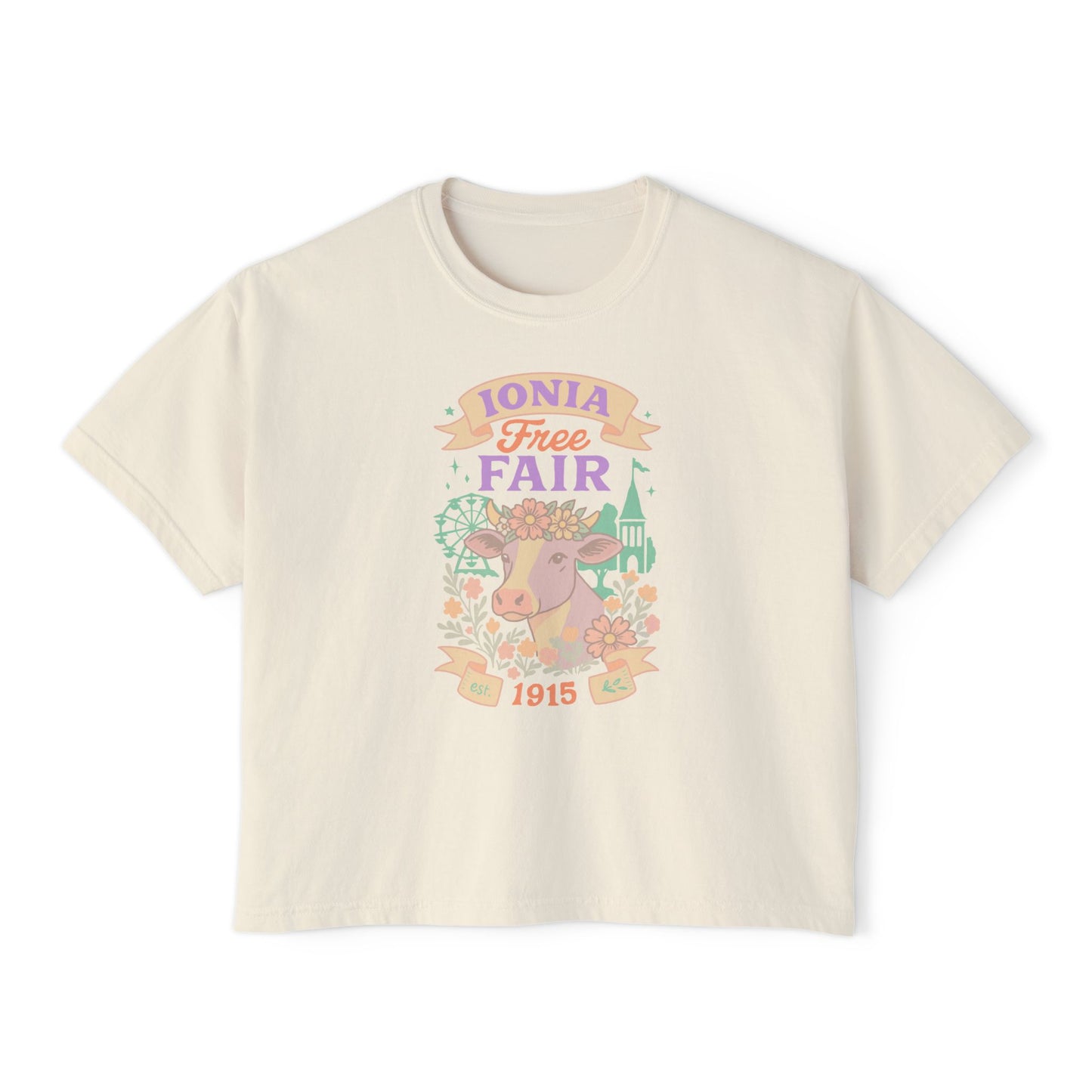 Vintage Ionia Free Fair Women's Boxy Tee, Casual Summer T-Shirt, Graphic Tee, Festival Shirt, Gift for Her