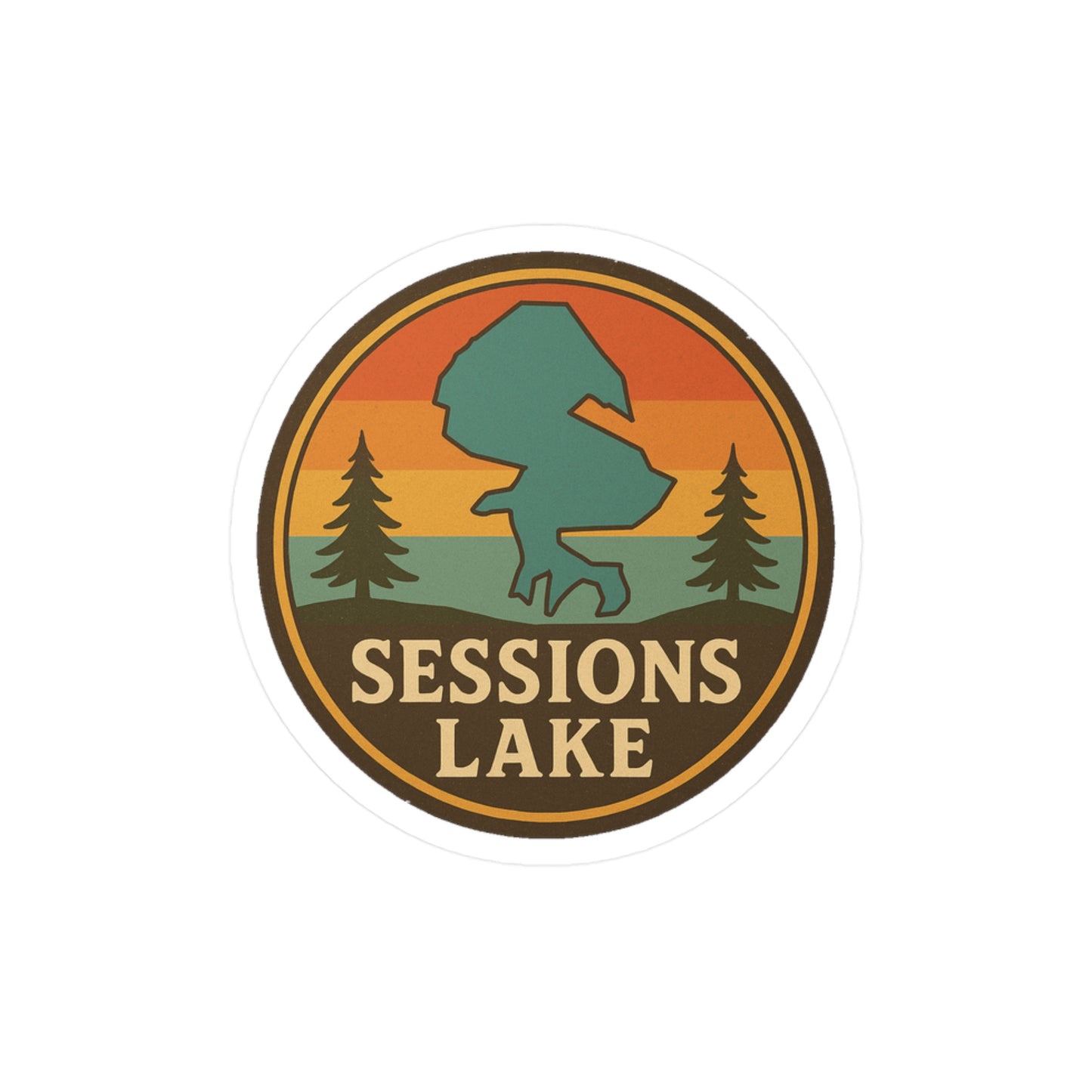 Retro Sessions Lake Vinyl Decal, Nature Sticker for Water Bottles, Laptop, Car, Lodge Decor, Great Gift for Outdoor Lovers