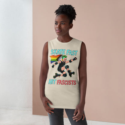 Tank Top - Skate Fast Hit Fascists - Punk Skater with Progressive Pride Flag Cape