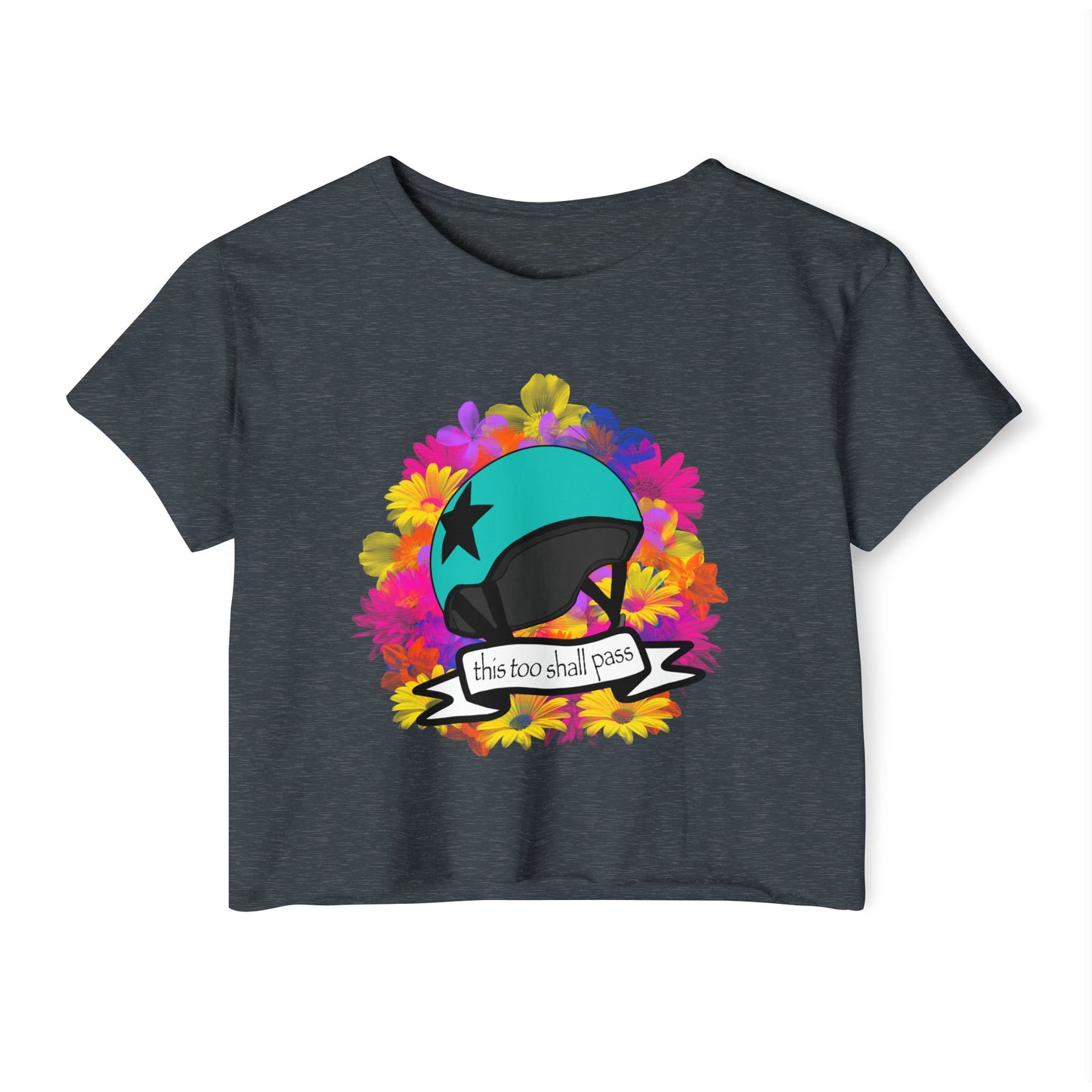 Derby Jammer Crop Top This Too Shall Pass' Floral Design, Star Pass Summer Vibes, Perfect for Concerts, Weekend Getaways, Gift for Her