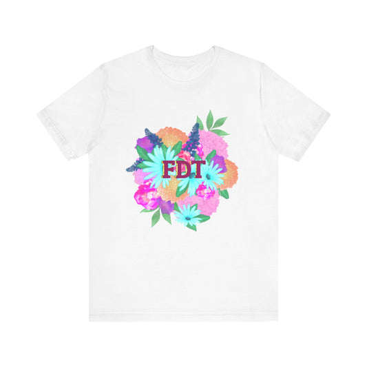 Floral FDT Unisex Tee | Vibrant Summer Shirt, Stylish Casual Wear, Gift for Her, Birthday Tee, Floral Graphic Tee