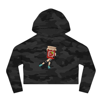 Strawberry Jammer Women Cropped Hooded Sweatshirt