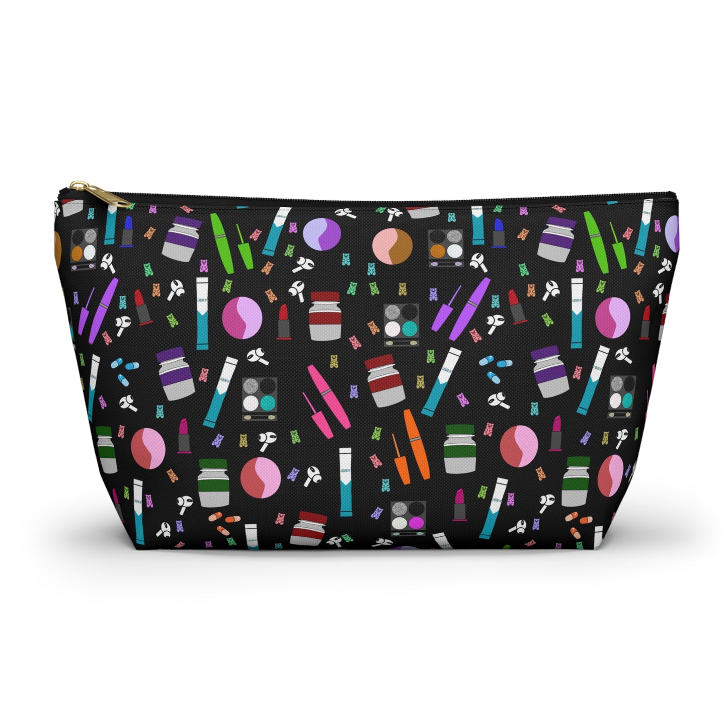 Black Skate Bout Day Pouch, Makeup Bag, Travel Organizer, Holiday Gift, Fashion Pouch, Kid's Gift, Fun Clutch