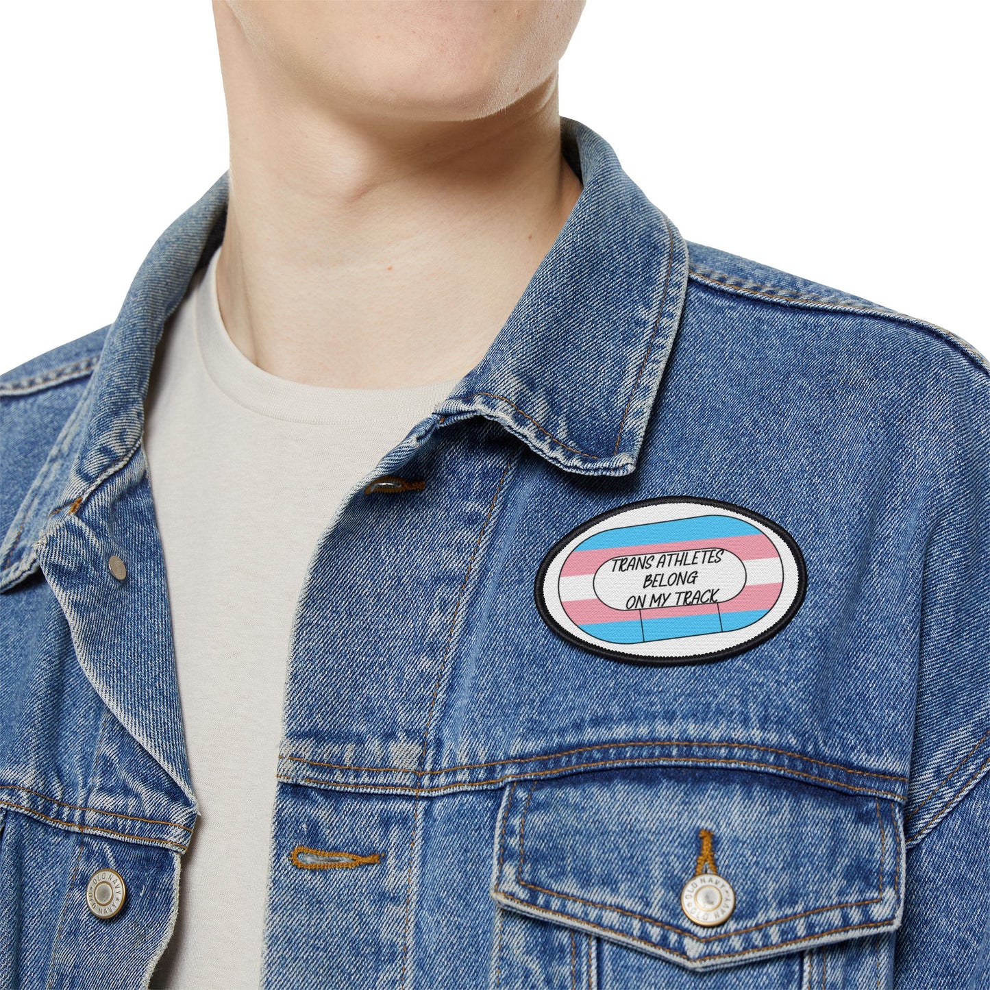 Trans Pride Derby Iron-On Patches, LGBTQ+ Accessories, Sports Apparel, Denim Jacket Decor, Affirmation Patch, Customizable Designs