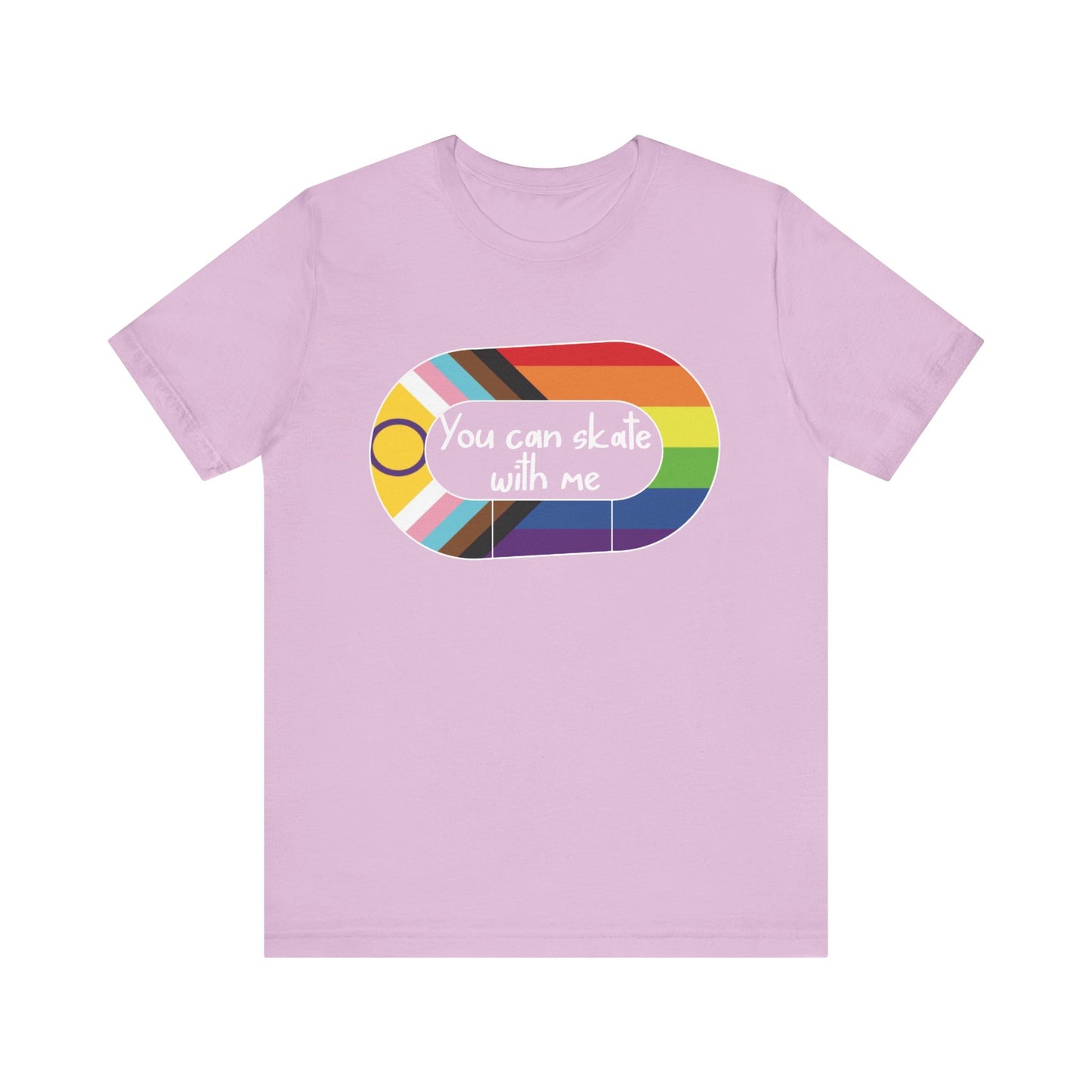 LGBTQ+ Skate Tee, You Can Skate with Me Shirt, Pride Apparel, Unisex T-Shirt, Gift for Skaters, Colorful Graphic Tee