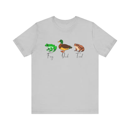 FDT- Frog Duck Toad Tee - Unisex Jersey Short Sleeve Shirt for Nature Lovers, Perfect for Gifts, Animal Lovers, Earth Day, Casual Wear