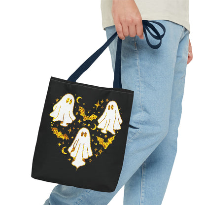 Spooky Ghost Heart Tote Bag - Perfect for Halloween, Trick or Treat, Gift for Kids, Witchy Vibes, Cute Accessory