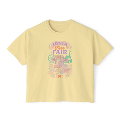 Vintage Ionia Free Fair Women's Boxy Tee, Casual Summer T-Shirt, Graphic Tee, Festival Shirt, Gift for Her