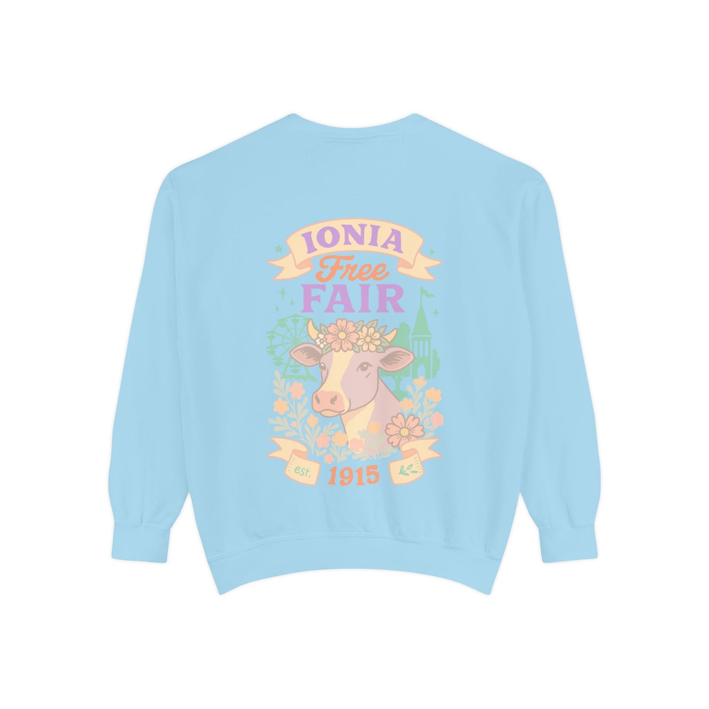 Ionia Fair Unisex Garment-Dyed Sweatshirt, Cozy Sweatshirt, Graphic Sweatshirt, Festival Attire, Vintage Feel, Gift for Fair Lovers