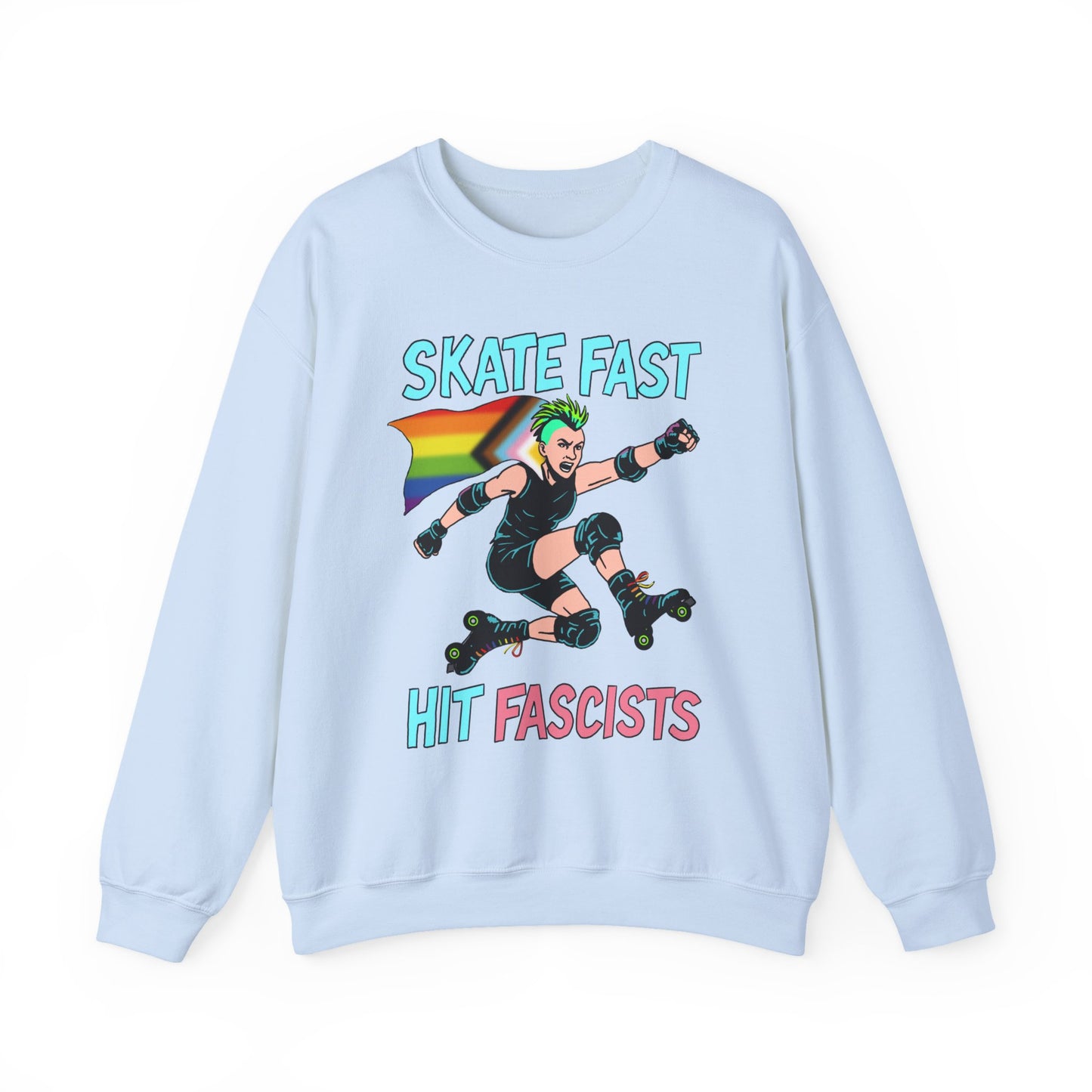 Skater Punk Sweatshirt with Progressive Pride Flag Cape - Crewneck