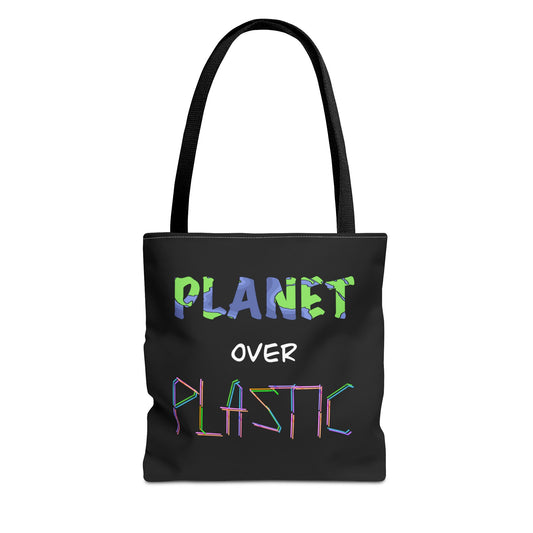 Eco-Friendly Tote Bag, Sustainable Shopping Bag, Planet Over Plastic Bag, Reusable Grocery Bag, Earth Day Gift, Eco-Conscious Accessory