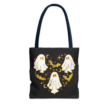 Spooky Ghost Heart Tote Bag - Perfect for Halloween, Trick or Treat, Gift for Kids, Witchy Vibes, Cute Accessory