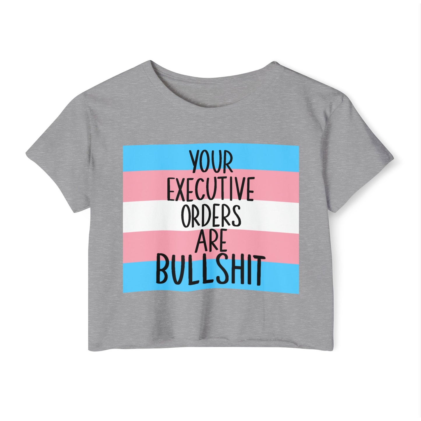 EO Bull Crop Top Trans Flag LGBTQ+ Pride Apparel, Fun Summer Top, Casual Wear, Empowerment Shirt, Music Festival Outfit