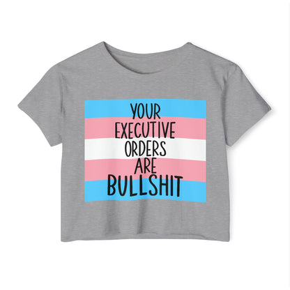 EO Bull Crop Top Trans Flag LGBTQ+ Pride Apparel, Fun Summer Top, Casual Wear, Empowerment Shirt, Music Festival Outfit