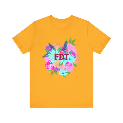 Floral FDT Unisex Tee | Vibrant Summer Shirt, Stylish Casual Wear, Gift for Her, Birthday Tee, Floral Graphic Tee