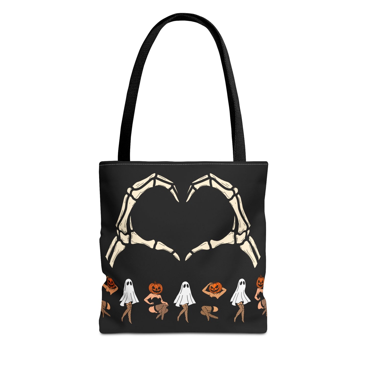Halloween Skeleton Love Tote Bag, Spooky Tote, Ghost and Pumpkin Bag, Trick or Treat, Fall Fashion Accessory