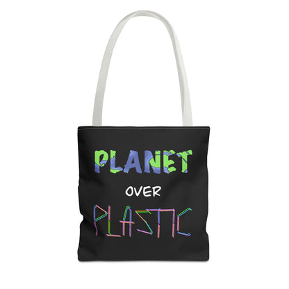 Eco-Friendly Tote Bag, Sustainable Shopping Bag, Planet Over Plastic Bag, Reusable Grocery Bag, Earth Day Gift, Eco-Conscious Accessory