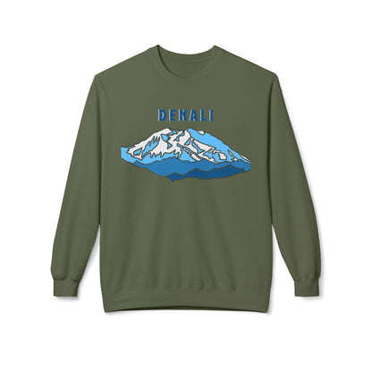 Denali Mountain Crewneck Sweatshirt, Unisex Fleece Sweatshirt, Cozy Winter Apparel, Great for Outdoors, Perfect Gift