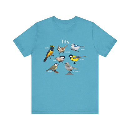Bird Lover Tee Tits with Vintage Bird Illustrations, Nature Enthusiast Shirt, Gift for Birdwatchers, Eco-Friendly Fashion, Cute Graphic Tee,