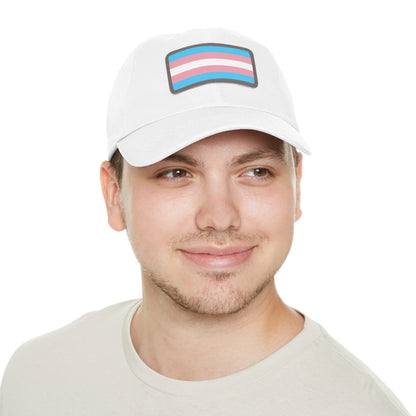 Transgender Pride Dad Hat with Leather Patch, LGBTQ+ Gift, Adjustable Cap, Pride Apparel, Unique Father's Day Gift