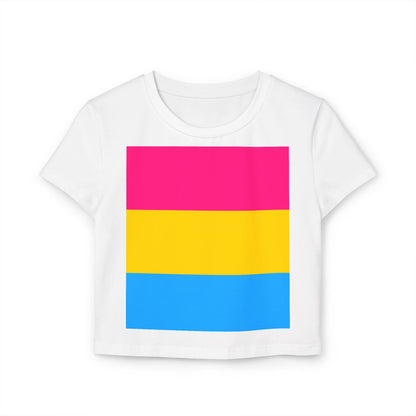Pansexual Pride Colors Baby Tee, Feminist T-Shirt, LGBTQ+ Awareness Top, Casual Summer Tee, Gift for Pride Month, Cute Crop Top