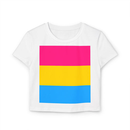 Pansexual Pride Colors Baby Tee, Feminist T-Shirt, LGBTQ+ Awareness Top, Casual Summer Tee, Gift for Pride Month, Cute Crop Top