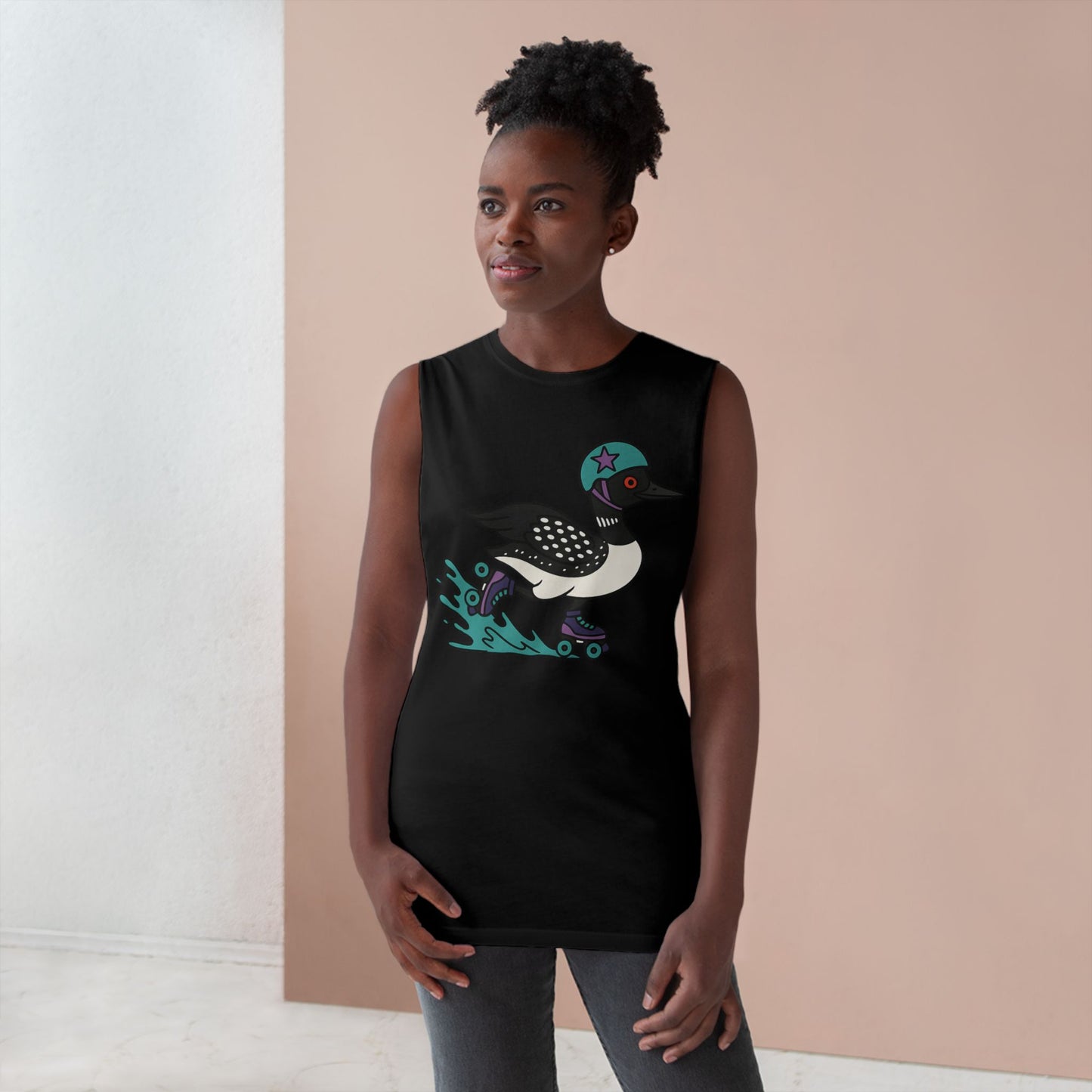 Tank Top featuring Roller Derby Playing Loon from Platte Lake Monsters Roller Derby