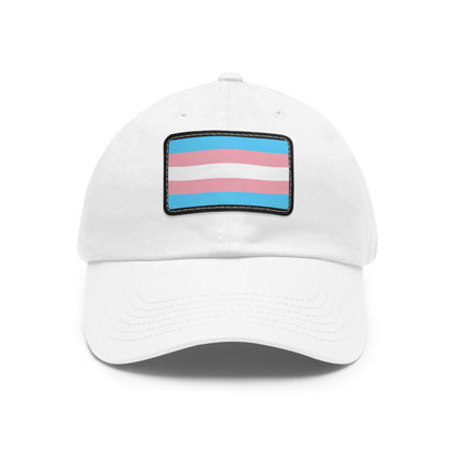 Transgender Pride Dad Hat with Leather Patch, LGBTQ+ Gift, Adjustable Cap, Pride Apparel, Unique Father's Day Gift