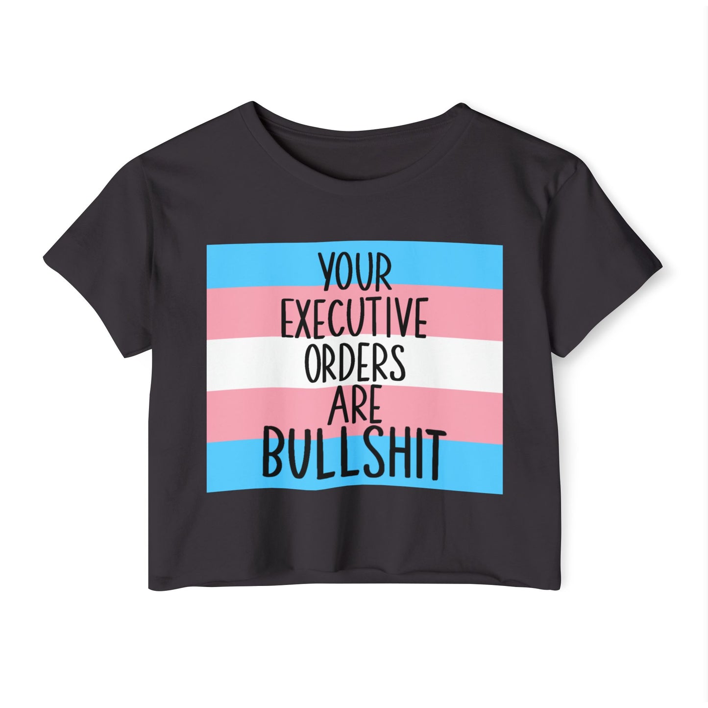 EO Bull Crop Top Trans Flag LGBTQ+ Pride Apparel, Fun Summer Top, Casual Wear, Empowerment Shirt, Music Festival Outfit