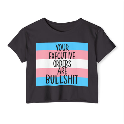 EO Bull Crop Top Trans Flag LGBTQ+ Pride Apparel, Fun Summer Top, Casual Wear, Empowerment Shirt, Music Festival Outfit