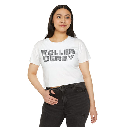 Roller Derby Festival Crop Top, Trendy Summer Tee, Edgy Graphic Shirt for Women, Perfect for Festivals, Gifts for Skaters