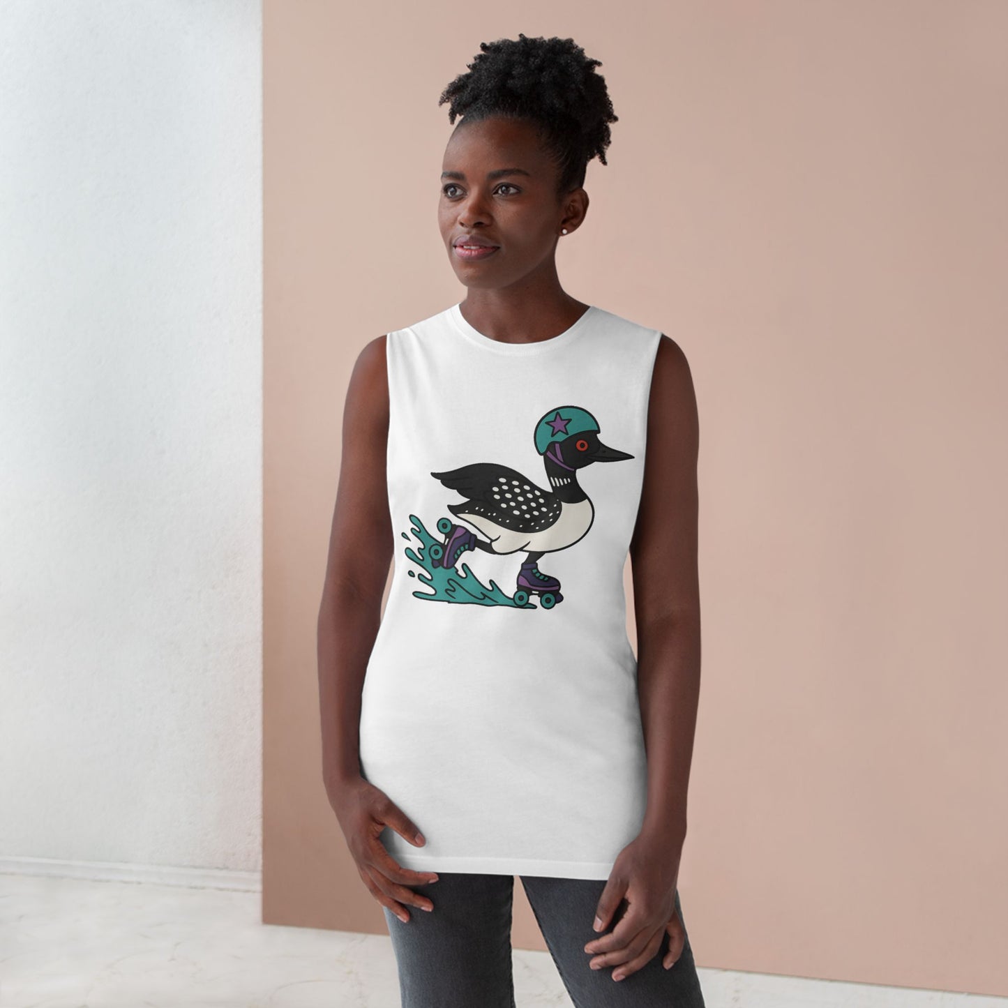 Tank Top featuring Roller Derby Playing Loon from Platte Lake Monsters Roller Derby