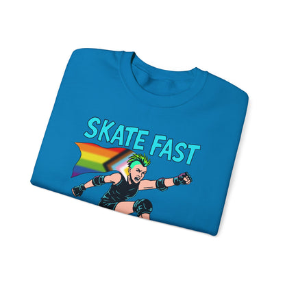 Skater Punk Sweatshirt with Progressive Pride Flag Cape - Crewneck